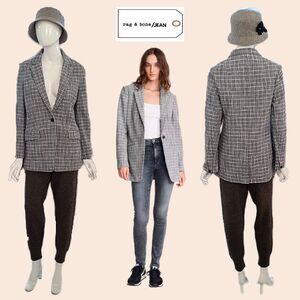 RAG & BONE NEW AMES Reconstructed Check Lapel Flap Pocket Blazer